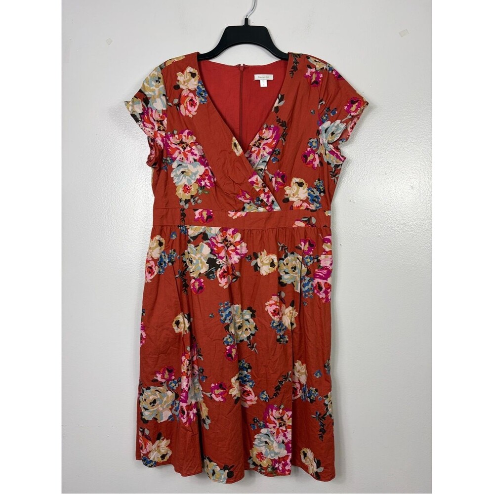 Garnet Hill cotton floral  Wrap-Style Dress sz 16